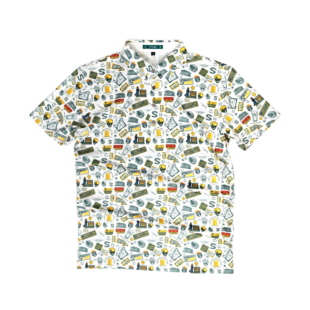 Polo | Flyte Golf Custom Print - White/Green Logos