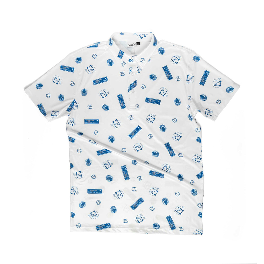 Polo | Flyte Golf Custom Print - White/Blue Logos
