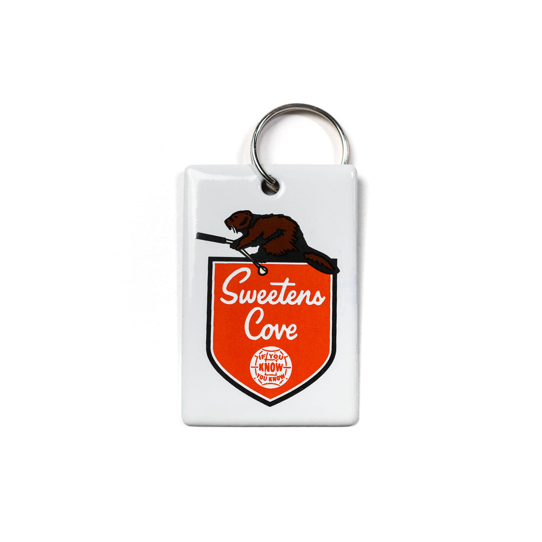Key Chain | Custom Enamel Key Chain - White/Beaver Shield