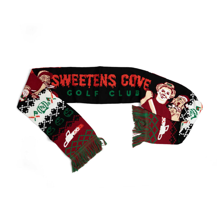 Christmas Sweater | Friday the 13th Christmas Sweater Sweetens Golf Club with scarf