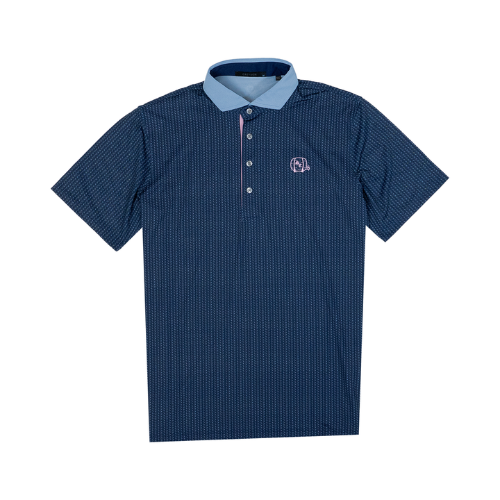 Men's Polo | Greyson 'Herringbow' - Maltese Blue/Barrel