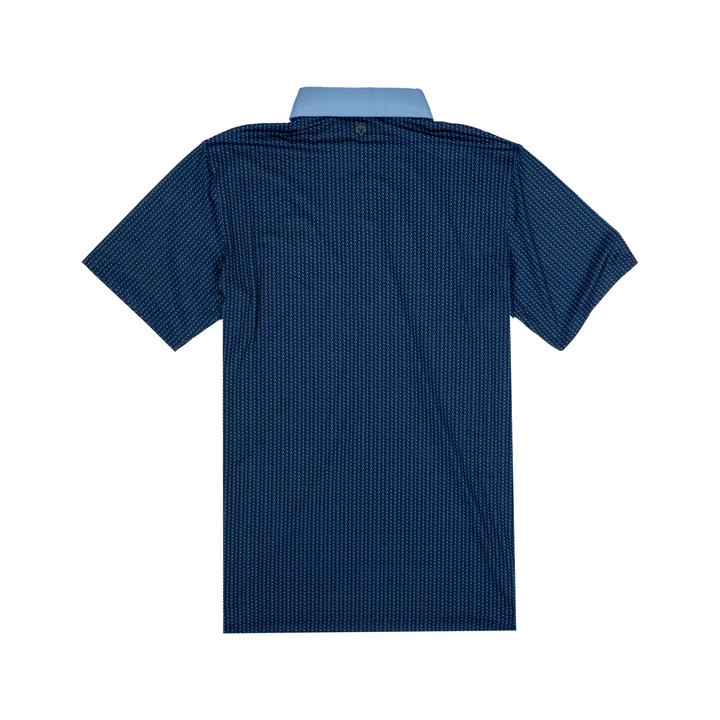 Men's Polo | Greyson 'Herringbow' - Maltese Blue/Barrel